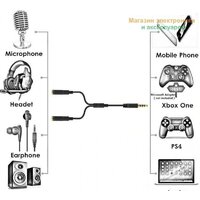 USBTOP jack 3.5mm (AUX) на jack 3.5mm (AUX) - jack 3.5mm (MIC) (0.5 м, черный) Image #3