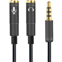 USBTOP jack 3.5mm (AUX) на jack 3.5mm (AUX) - jack 3.5mm (MIC) (0.5 м, черный)
