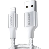 Ugreen US199 60161 USB Type-A - Lightning (1 м, белый/серебристый)